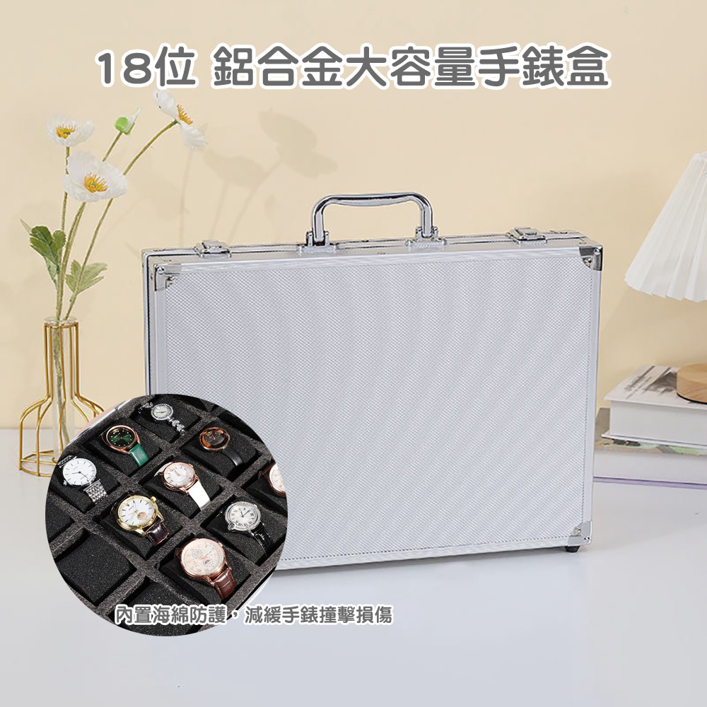 【CS22】鋁合金邊框18格大容量手錶盒