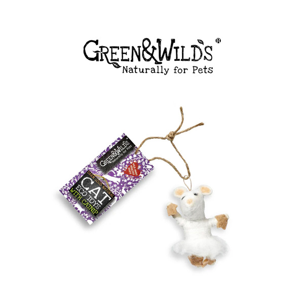 GREEN&WILDS 天然羊毛氈貓薄荷貓咪玩具 老鼠芭蕾舞者娜塔莉