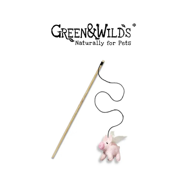 GREEN&WILDS 天然羊毛氈貓薄荷逗貓棒 小豬蘇蘇